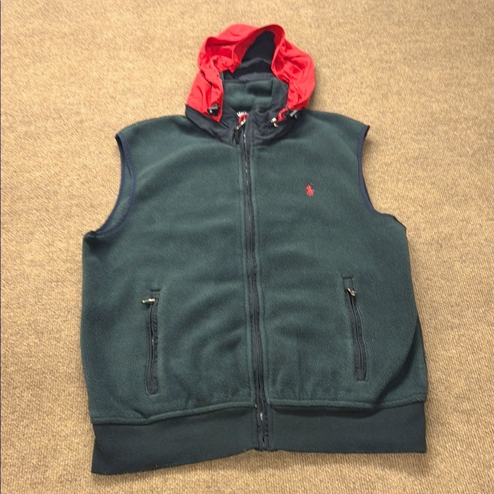 Polo Ralph Lauren Hoodie Mens X-LARGE Black Full Zip Sweater Activewear VTG